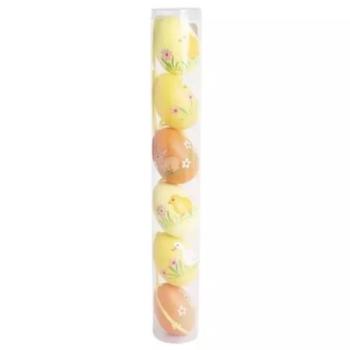 Dekor tojás akasztóval, sárga-narancs - 6 db kép