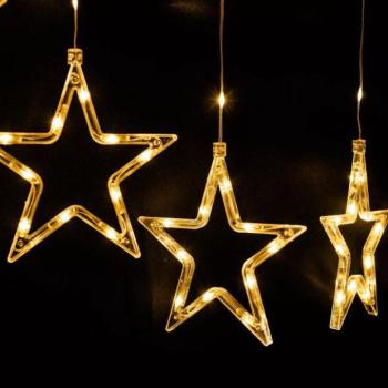 Dekortrend: Crystalline toldható csillag fényfüggöny, 90 LED, meleg fehér fény kép