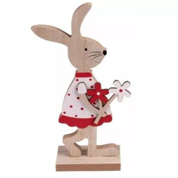 Fa nyuszi figura dekoráció, 18 cm - többféle kép