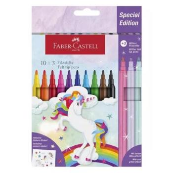 Faber-Castell: Unikornis filctoll készlet glitteres matricával - 10 + 3 db-os kép