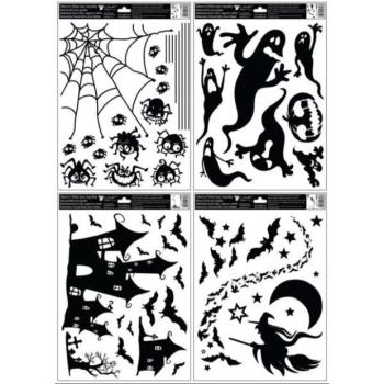 Fekete Halloween mintás ablakmatrica, 30 x 42 cm - többféle kép