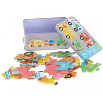 Járművek puzzle fém dobozban - 30 db-os kép