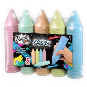 Jumbo csillámos aszfaltkréta szett, 19 cm - 5 db-os kép