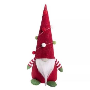 Karácsonyi manó dekoráció, filc, 35 cm - Piros-zöld kép
