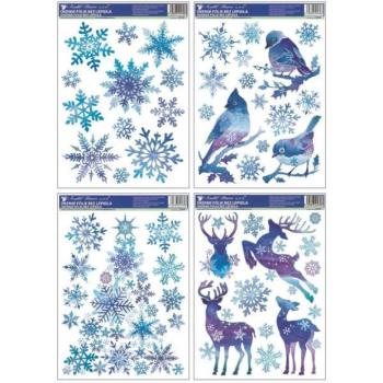 Karácsonyi mintás ablakmatrica, 37 x 29 cm, kék - többféle kép