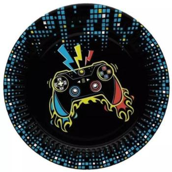 Kontroller mintás papírtányér, 18 cm - 8 db-os kép