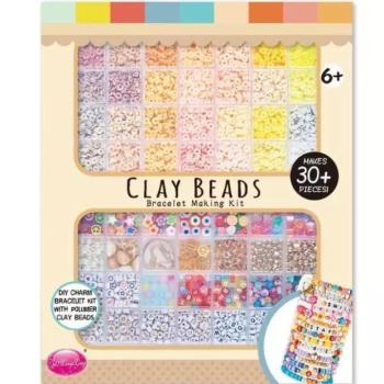 Mega karkötőkészítő készlet agyaggyöngyökkel - sárga kép