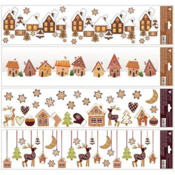 Mézeskalács házak és függő díszek matricacsomag, 64 x 15 cm - többféle kép