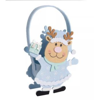 Rénszarvas formájú szütyő, filc, 16 x 18 cm - Kék kép