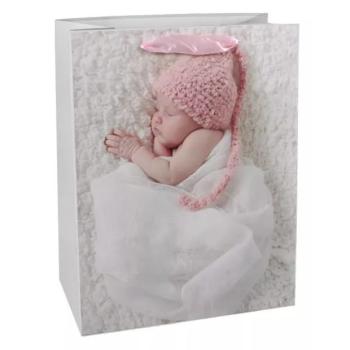 Rózsaszín babás ajándékzacskó - 26 x 32 cm kép