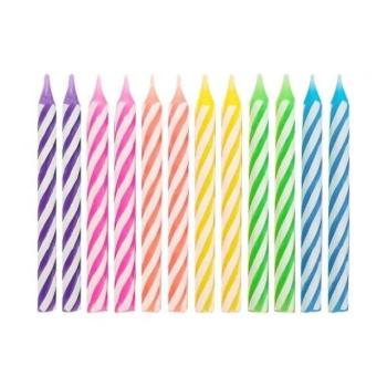 Színes születésnapi gyertya készlet csavart mintával, 6 cm- 24 db-os kép