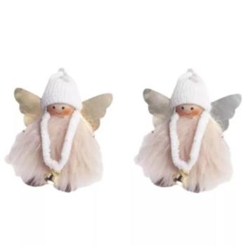 Textil angyalka akasztóval, 11 cm - többféle kép