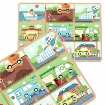 Tooky Toy: Autós, járműves labirintus fából kép