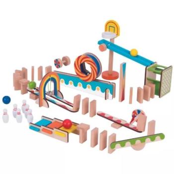 Tooky Toy: Dominópálya-építő játék különleges elemekkel - 57 darabos kép