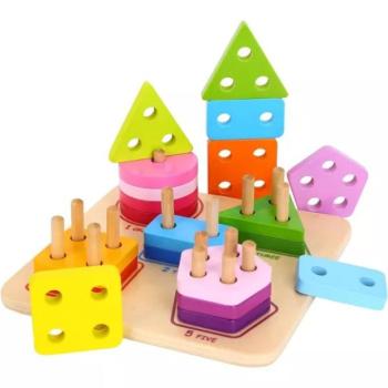 Tooky Toy: Geometriai formaválogató játék, fa kép