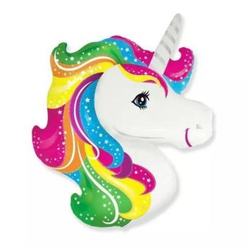 Unikornis alakú fólia lufi - 37 cm kép