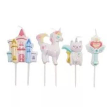 Unikornis party gyertya csomag - 4 db-os kép