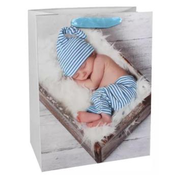 Világoskék babás ajándékzacskó - 26 x 32 cm kép