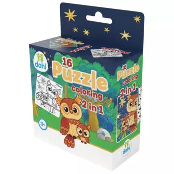 16 Darabos Színezős Puzzle 2 az 1-ben - Bagoly kép