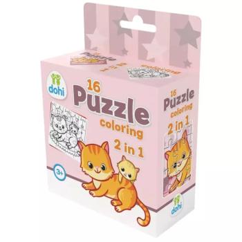 16 Darabos Színezős Puzzle 2 az 1-ben - Cica kép
