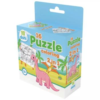 16 Darabos Színezős Puzzle 2 az 1-ben - Dínós kép