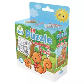 16 Darabos Színezős Puzzle 2 az 1-ben - Mókus kép