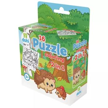 16 Darabos Színezős Puzzle 2 az 1-ben - Süni kép