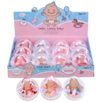Alvó bébi baba labdában - 13 cm, többféle kép