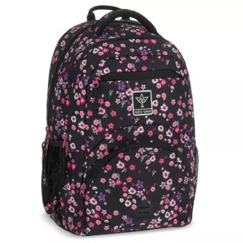 Ars Una: Pearl Blossom Black virágos ergonomikus iskolatáska, hátizsák 33x45x24cm kép