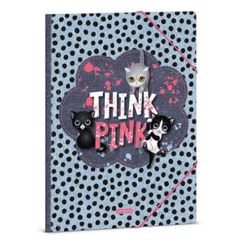 Ars Una: Think Pink cicás mintázatú gumis dosszié A/4-es kép