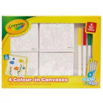 Crayola: Vászonkép tengeri mintákkal, színezőfilccel, 12 x 12 cm - 4 db-os kép