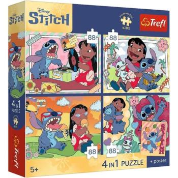 Disney Lilo & Stitch - 4 x 88 db-os Premium Plus Kids puzzle - Trefl kép