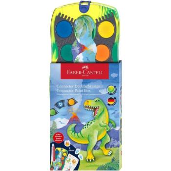 Faber-Castell: Connector 12db-os vízfesték készlet összeilleszthető palettákkal, dinoszauruszos kép