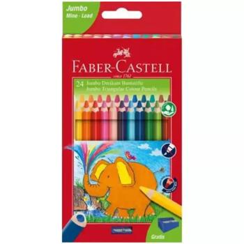 Faber-Castell: Jumbo 24db-os háromszögletű színes ceruza szett hegyezővel kép