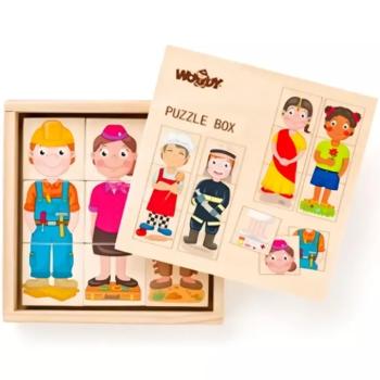 Foglalkozások fa kocka kirakó - Woodyland kép