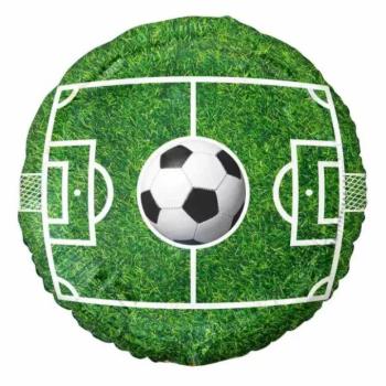 Futball mintás fólia lufi - kerek, 36 cm, csomagolt kép