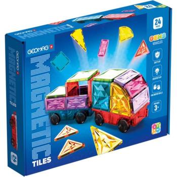 Geomag: Magnetic Tiles Gems jáművek mágneses építőkocka 24db-os szett kép
