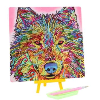 Gyémántszemes kirakó: Farkas gyémántfestő szett 20x20cm kép