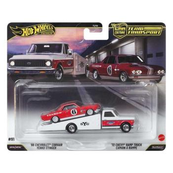 Hot Wheels: '72 Chevy Ramp Truck autószállító és '66 Chevrolet Corvair kisautó 1/64 - Mattel