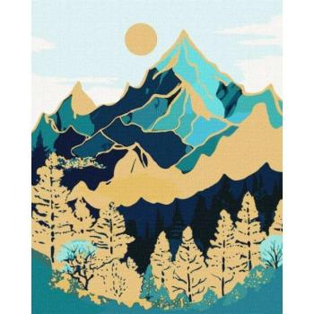 Festés számok szerint - Hegyvidéki tájkép extra metál színekkel art_selena_ua 40 x 50 cm kép