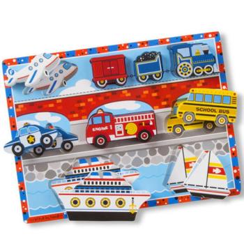 Járműves vastag fa formapuzzle 9 elemmel - Melissa & Doug kép