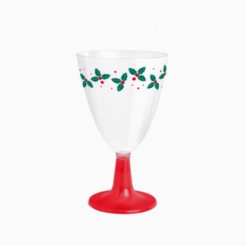 Karácsonyi mintás poharak piros szárral, 220 ml – 3 db kép