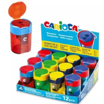 Két lyukú színes hegyező tartállyal többféle 1db - Carioca kép