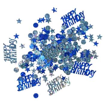 Konfetti Happy Birthday - kék vegyes kép