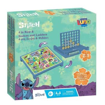 Luna: Disney Stitch 2 az 1-ben társas - Kígyók és létrák és 4-et egy sorba kép