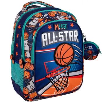 Luna: Must Team kosárlabdás lekerekített 3 rekeszes iskolatáska, hátizsák 32x18x43cm kép