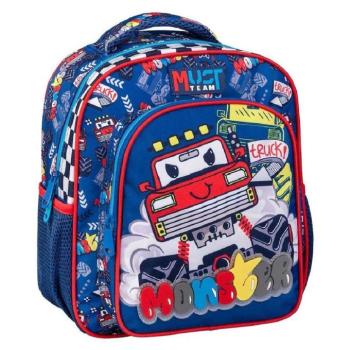 Luna: Must Team Monster Truck mintás lekerekített 2 rekeszes ovis hátizsák 27x10x31cm kép