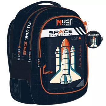 Luna: Must Team űrhajós lekerekített 3 rekeszes iskolatáska, hátizsák 32x18x43cm kép