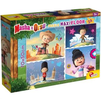 Mása és a medve Mása világot lát 24db-os maxi padló puzzle 70x50cm - Lisciani kép