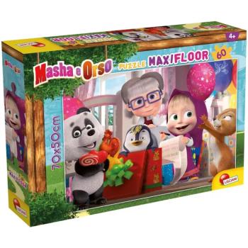Mása és a medve meglepetés buli 60db-os maxi padló puzzle 70x50cm - Lisciani kép